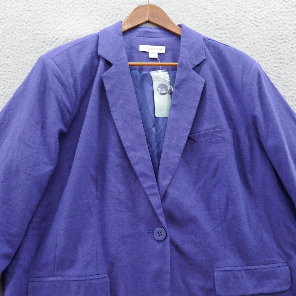 Coldwater Creek India Ink Purple 3/4 Sleeve Linen Blend Blazer Jacket 22W NEW - Picture 3 of 11